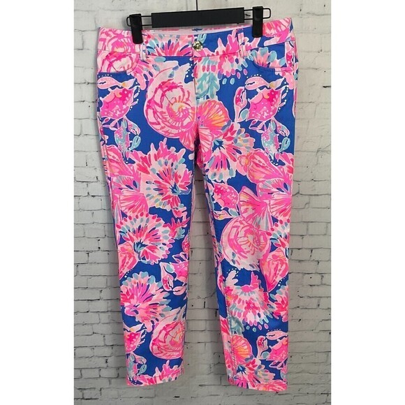 Lilly Pulitzer Sadie Crop Pants Size 6 Stretch Bennett Blue Bay Dreamin Chino N - Picture 4 of 12